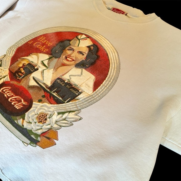 Vintage Coca-Cola Sweatshirt Retro Diner Girl Graphic Pullover Size Large - Picture 3 of 11